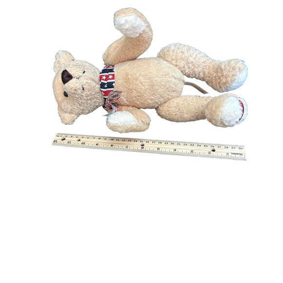 Vintage 12" Dan Dee Brown 100th Anniversary Teddy Bear Plush American Flag Scarf - Picture 8 of 8